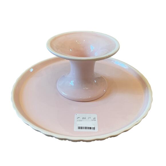 Pastel Pink Valentines Heart Embossed Pedestal Cake Stand Made in Portugal New - Picture 12 of 16